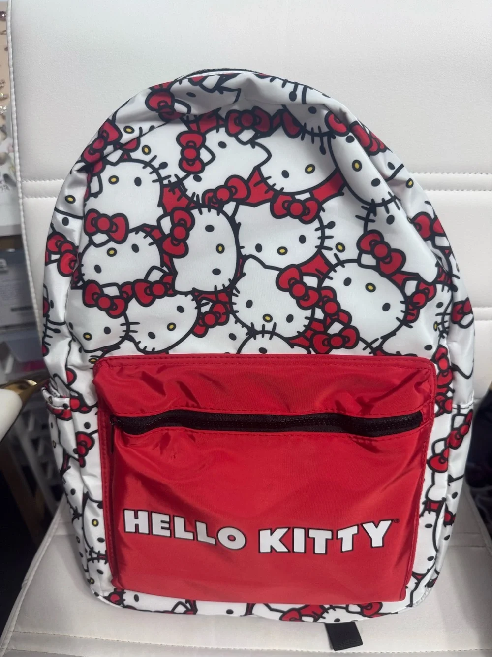 Hello Kitty White & Red Patterned Kids Backpack